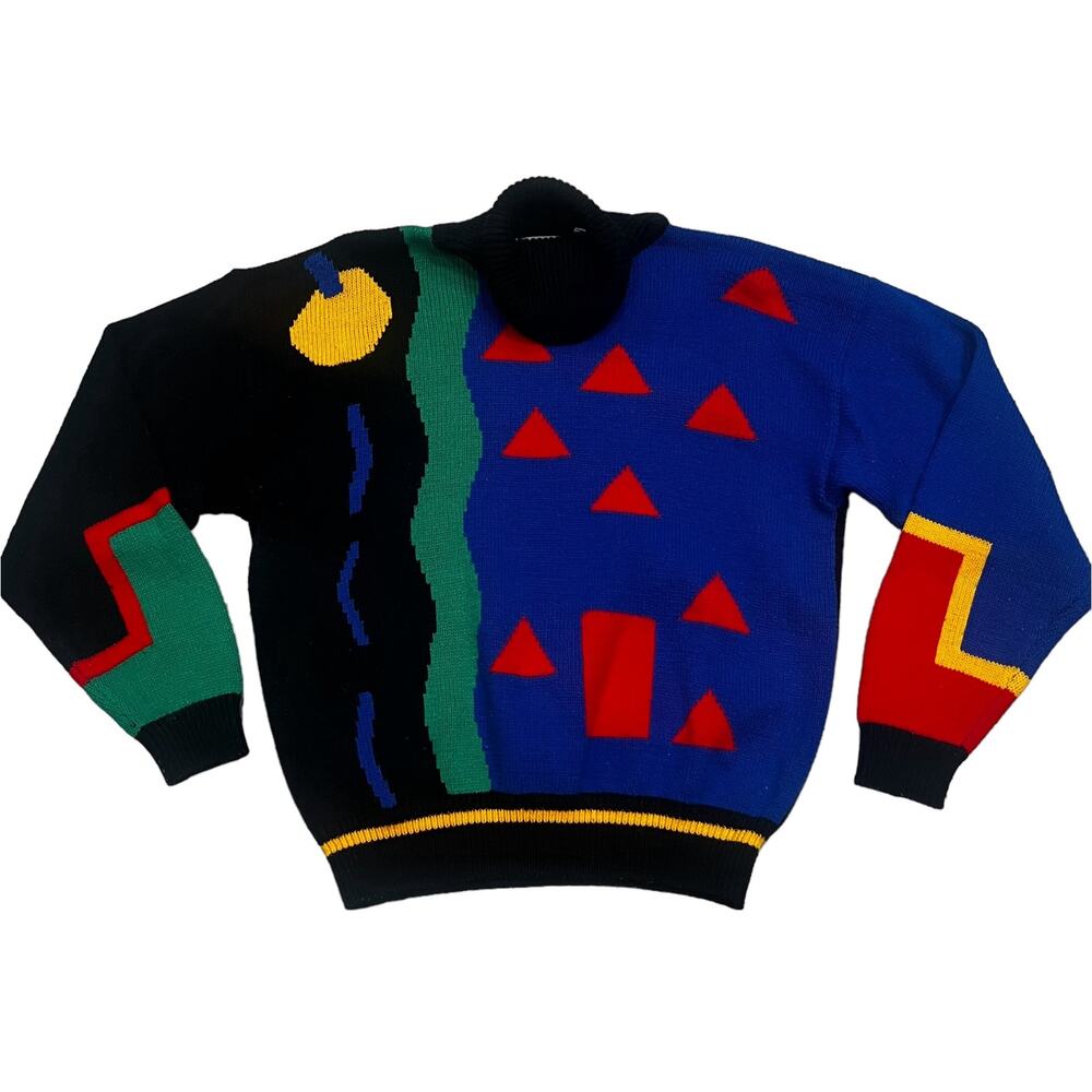 Vintage Apostrophe Geometric Sweater Turtleneck Size: L